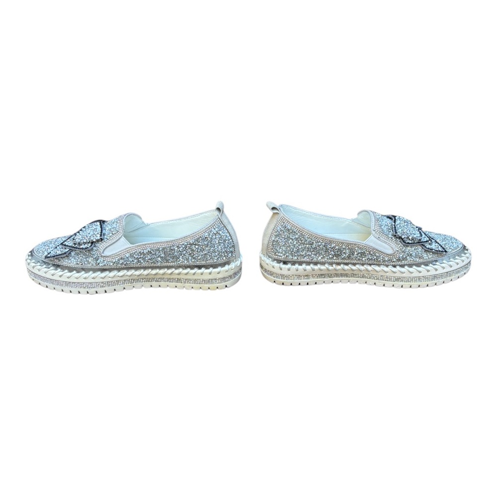 Speusurea Women’s 10/10.5 All Over Rhinestone Slip On  Platform Loafer With Bow - Picture 11 of 13